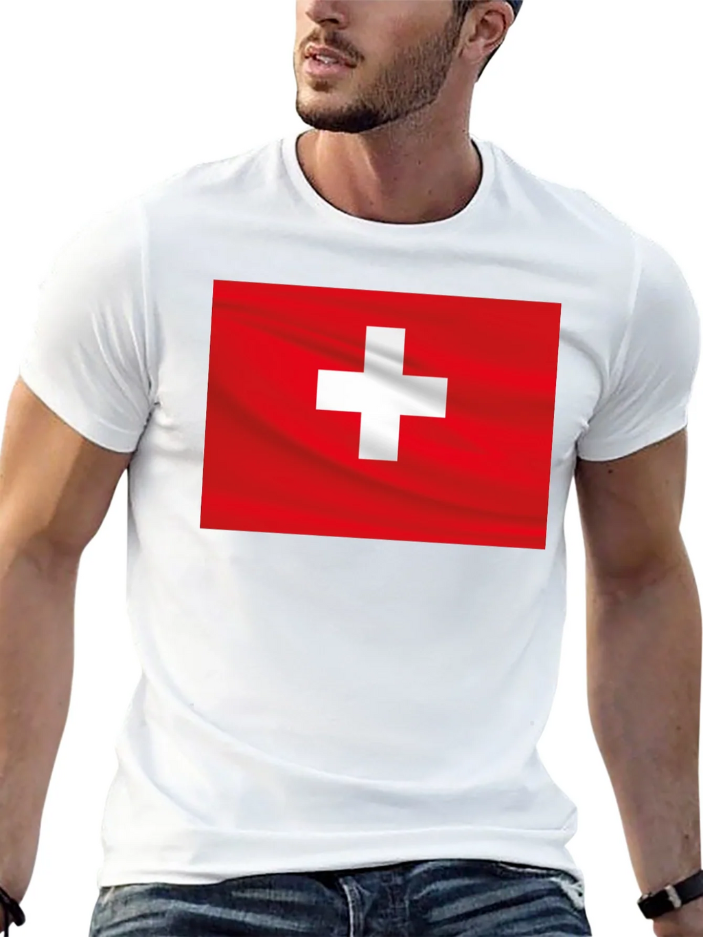 Swiss Flag Graphic Black T-Shirt product image 12