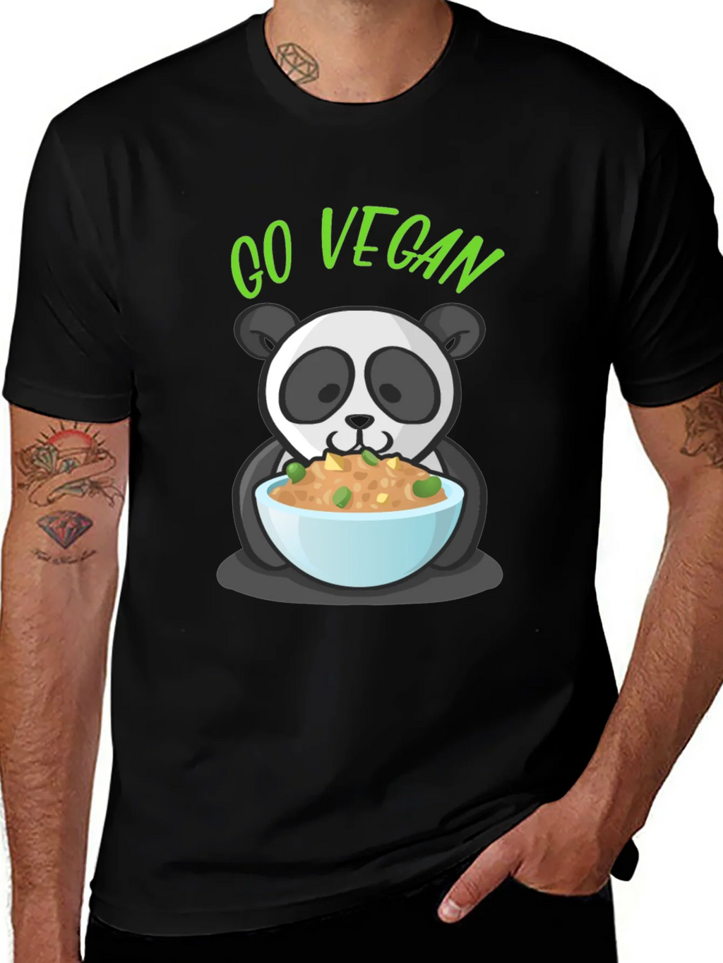 Go Vegan Panda Graphic T-Shirt product image 1