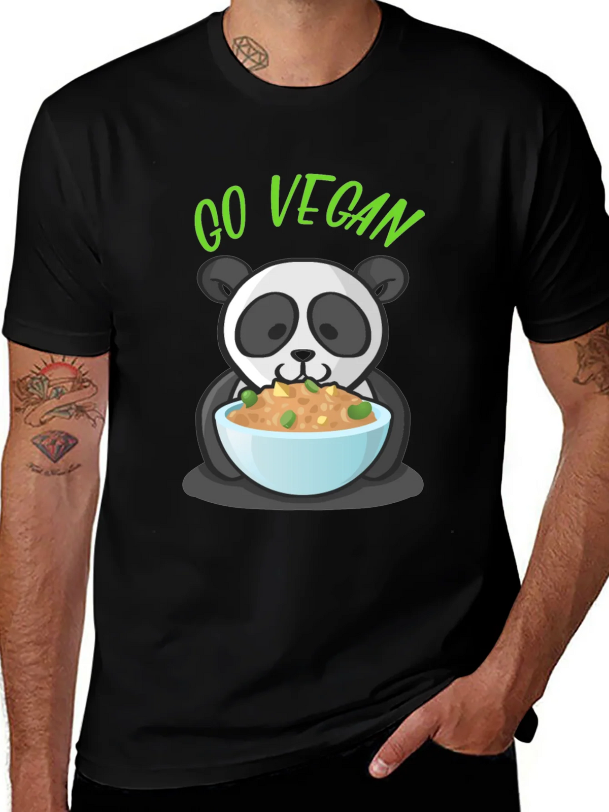 Go Vegan Panda Graphic T-Shirt product image 1