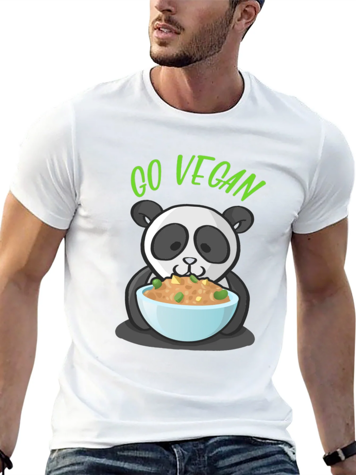 Go Vegan Panda Graphic T-Shirt product image 9