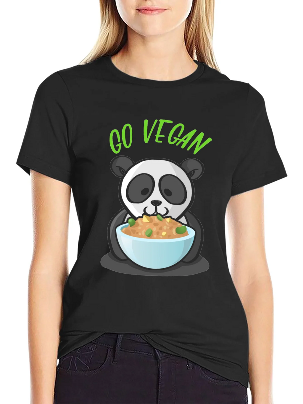Go Vegan Panda Graphic T-Shirt product image 2
