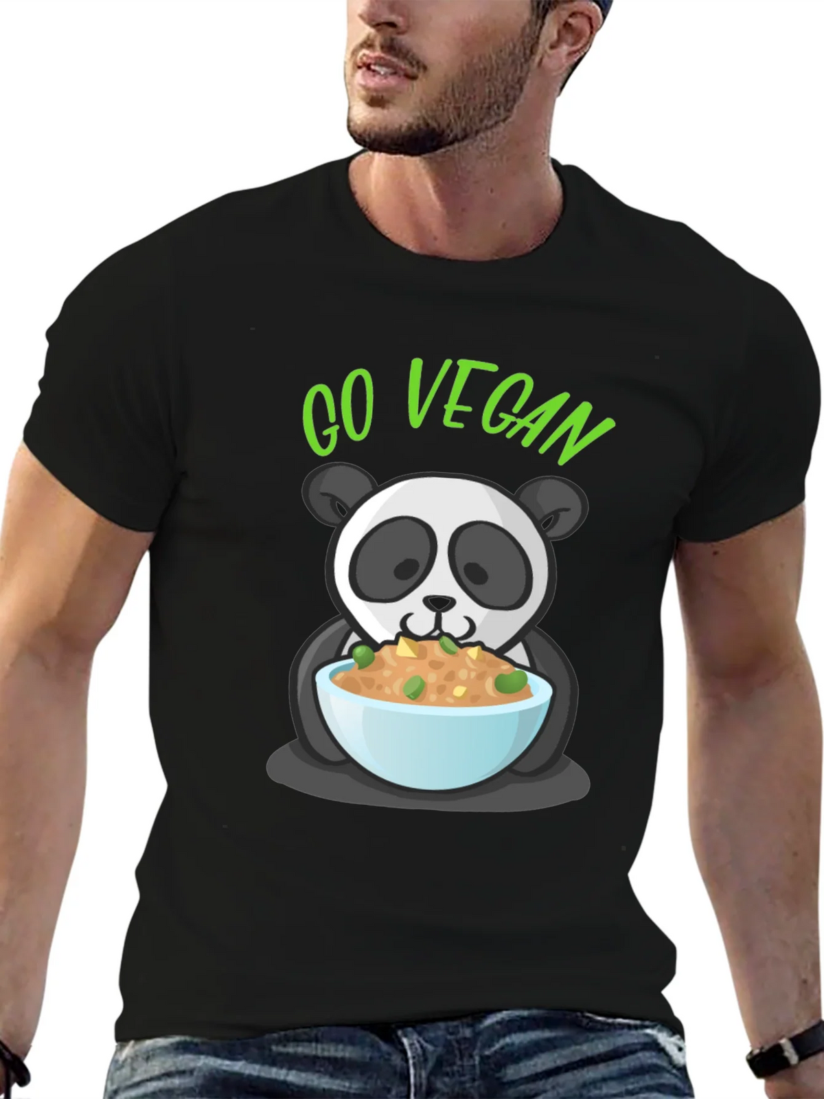 Go Vegan Panda Graphic T-Shirt product image 5