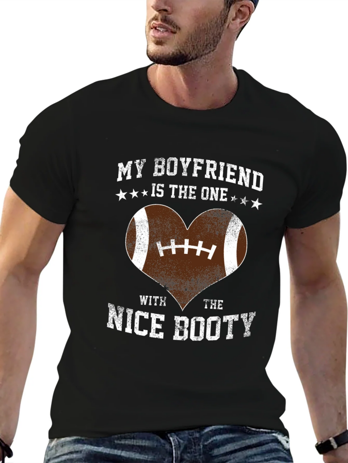 Boyfriend Nice Booty Football Heart T-Shirt product image 6