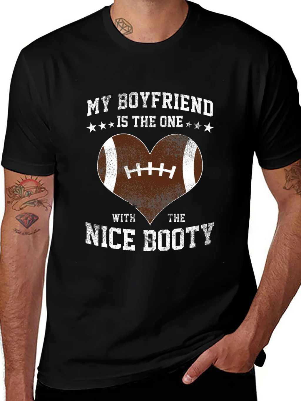 Boyfriend Nice Booty Football Heart T-Shirt product image 1