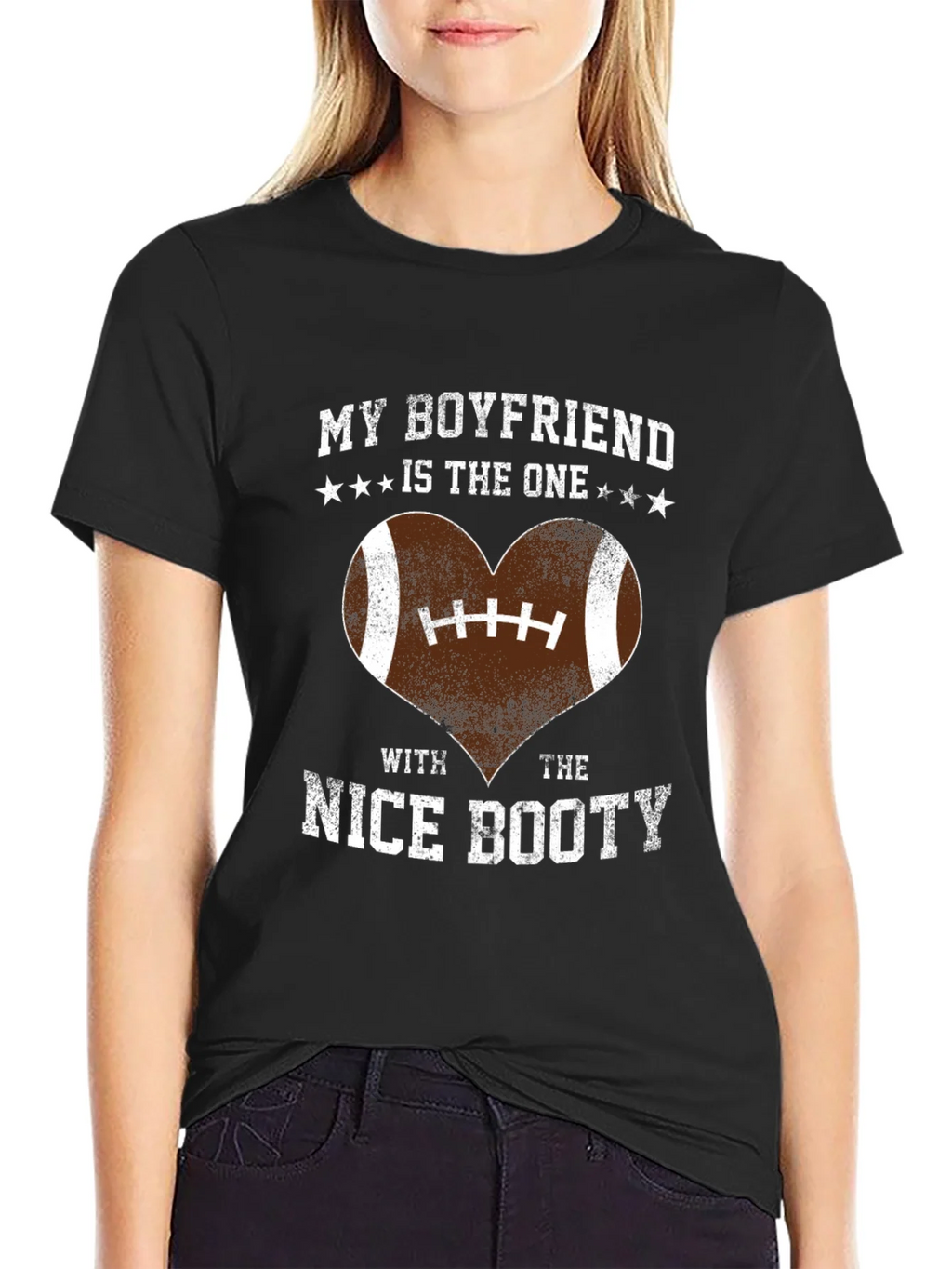 Boyfriend Nice Booty Football Heart T-Shirt product image 2
