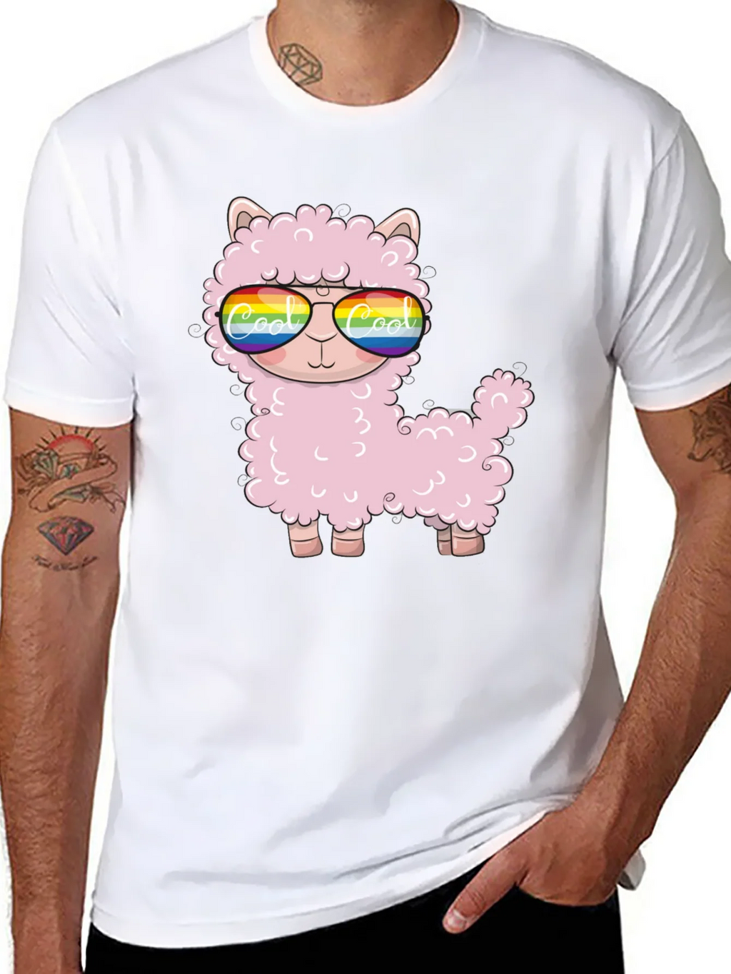 Cool Llama Black T-Shirt product image 7