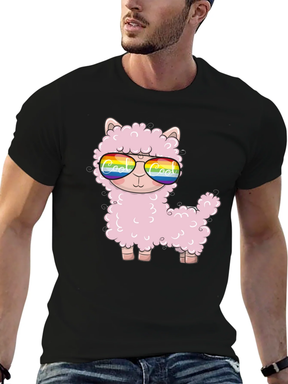 Cool Llama Black T-Shirt product image 6