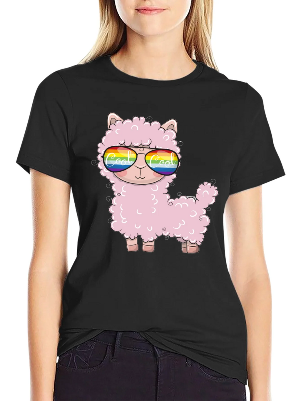Cool Llama Black T-Shirt product image 2