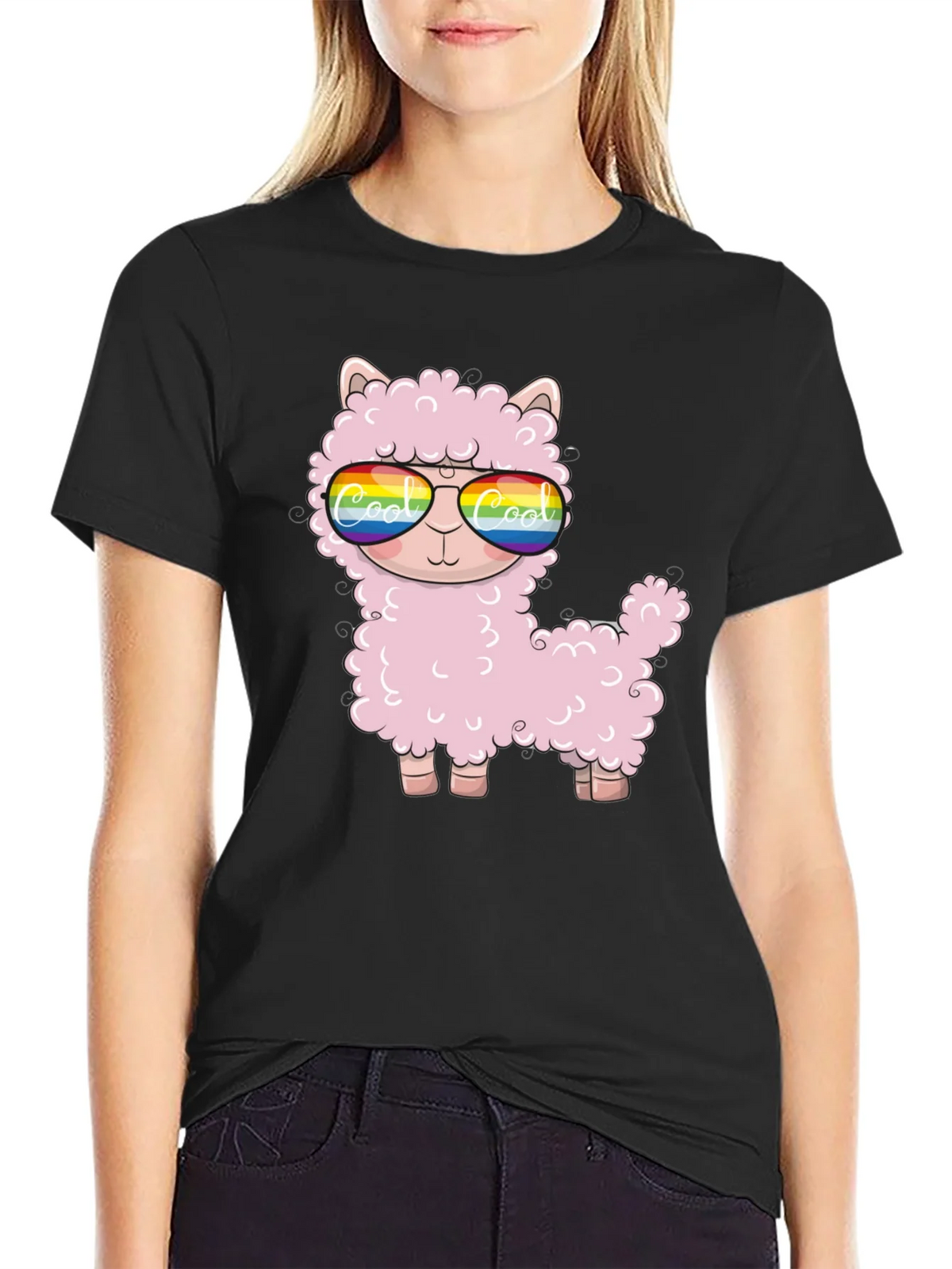 Cool Llama Black T-Shirt product image 2