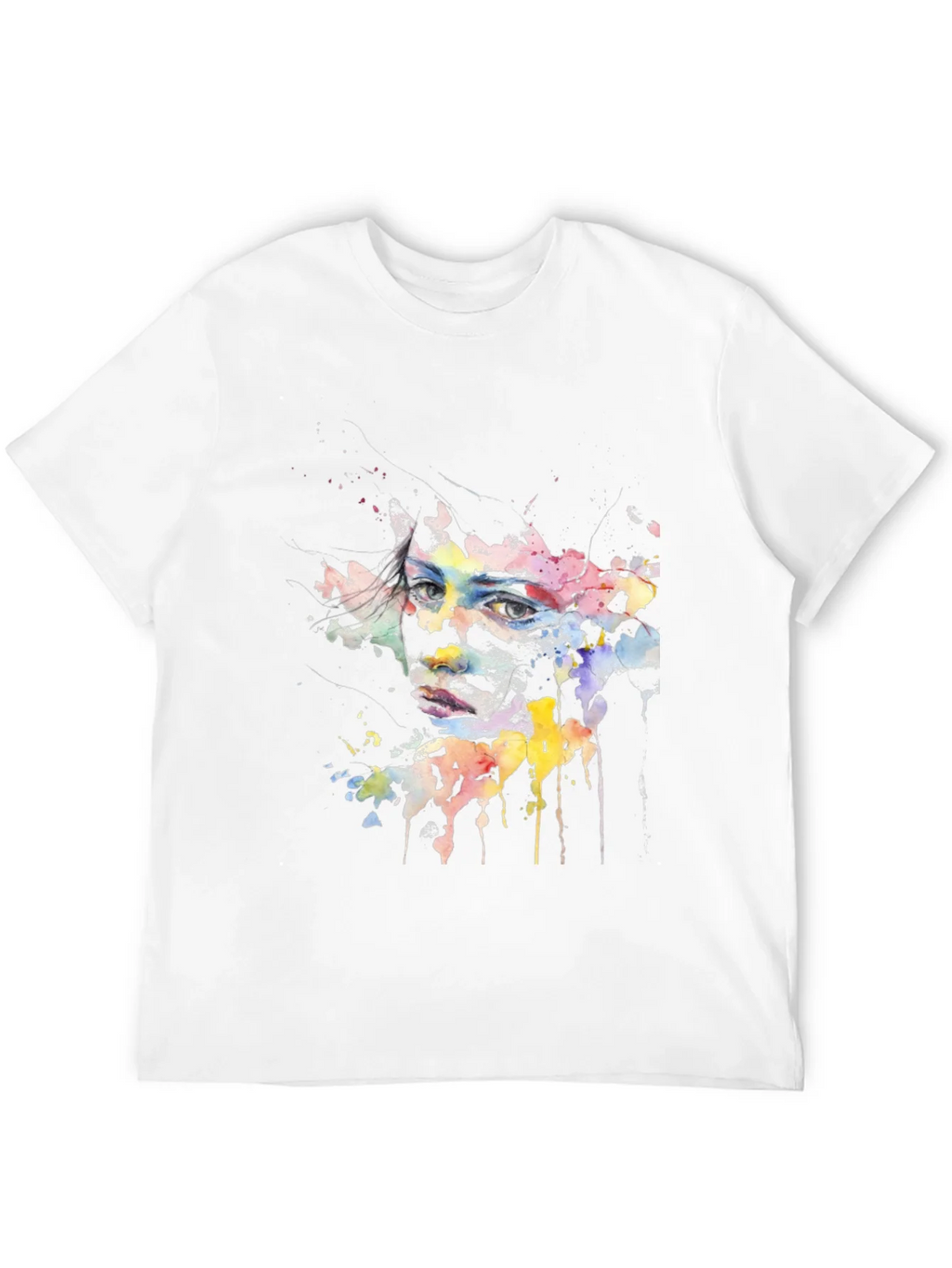 Abstract Watercolor Face Black T-Shirt product image 11