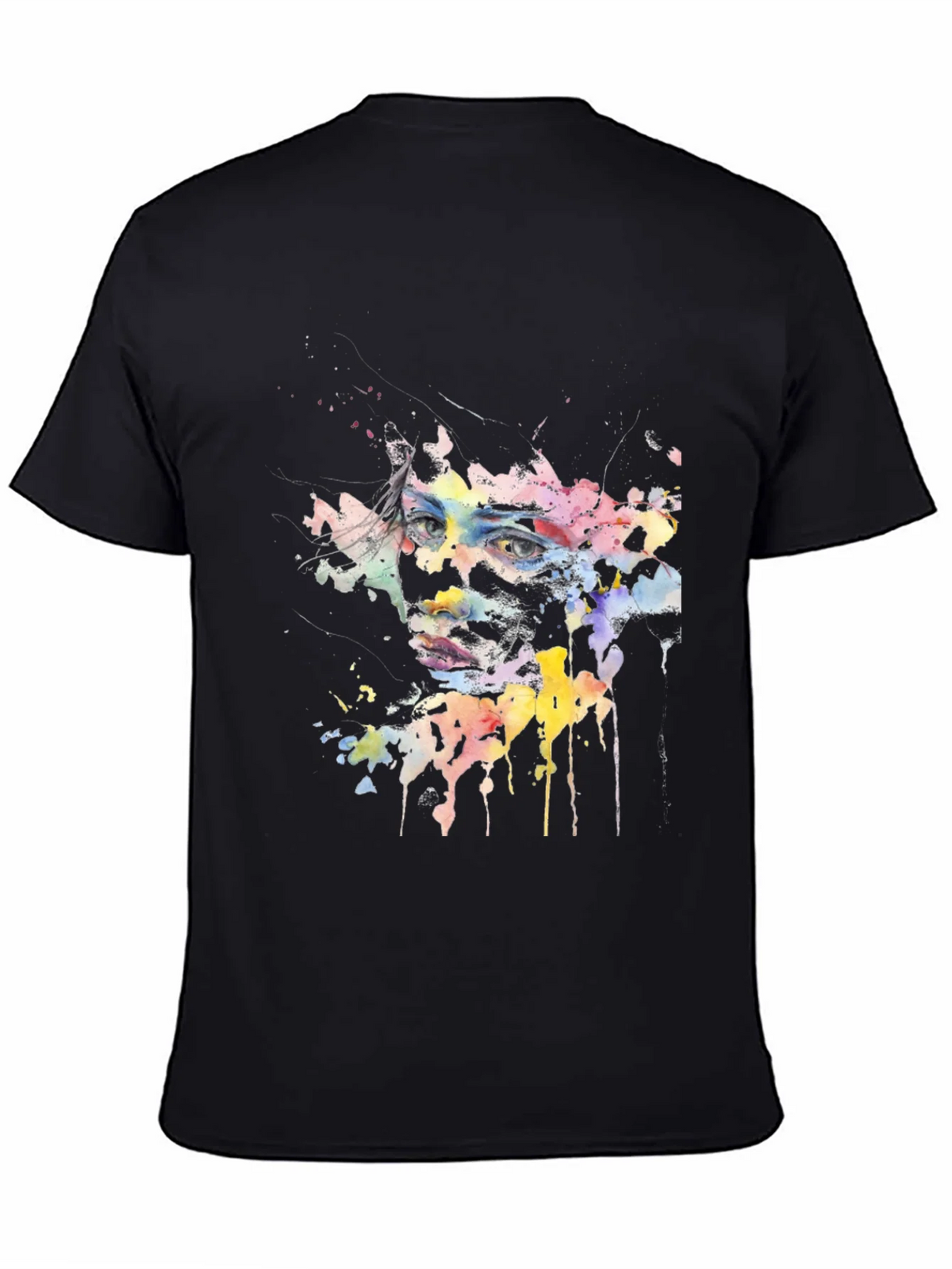 Abstract Watercolor Face Black T-Shirt product image 4