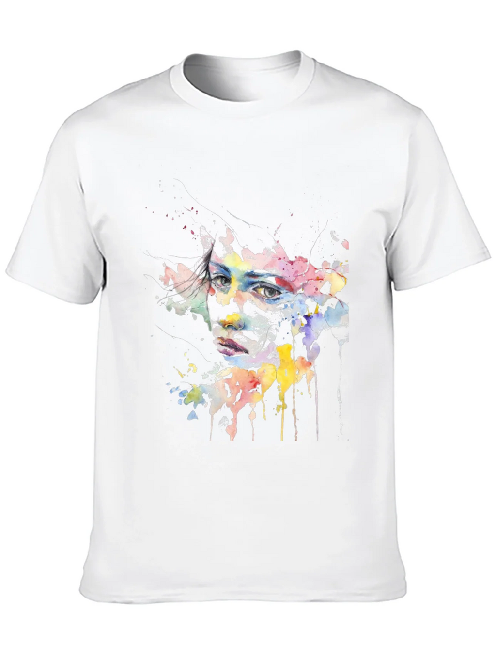 Abstract Watercolor Face Black T-Shirt product image 9