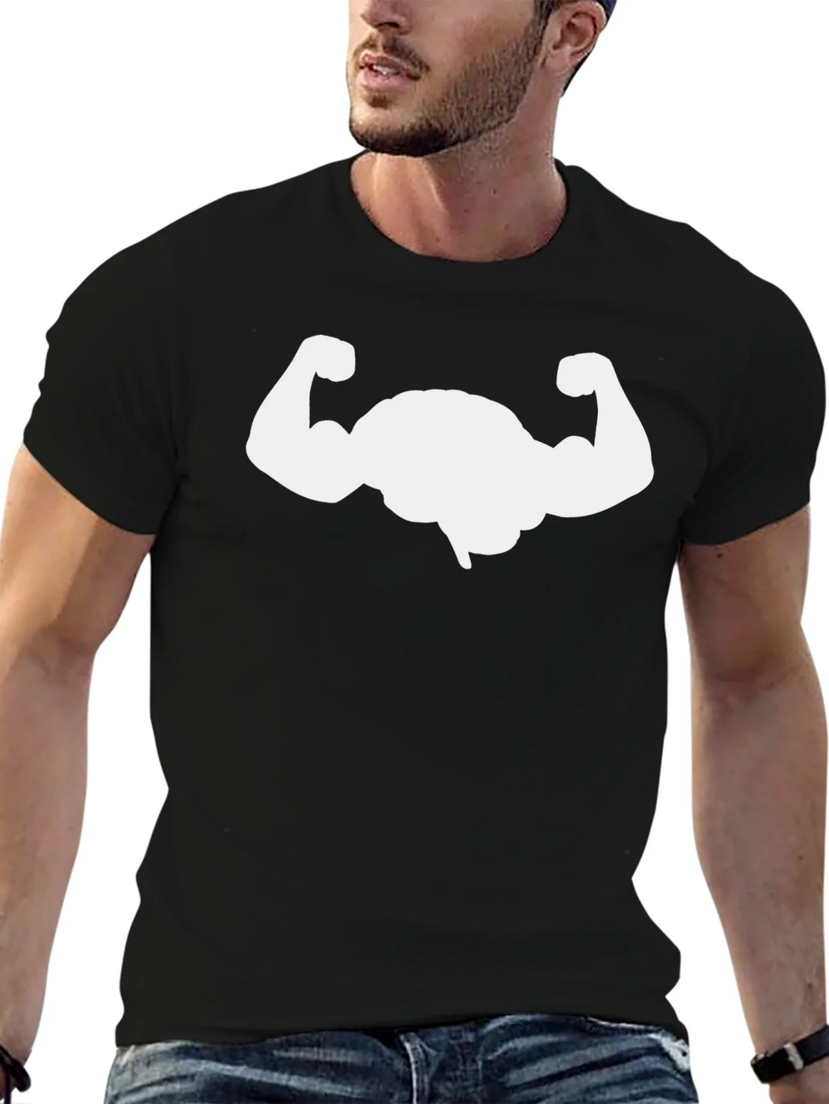 Muscle Graphic Tee - Black Cotton Gym T-Shirt product image 6