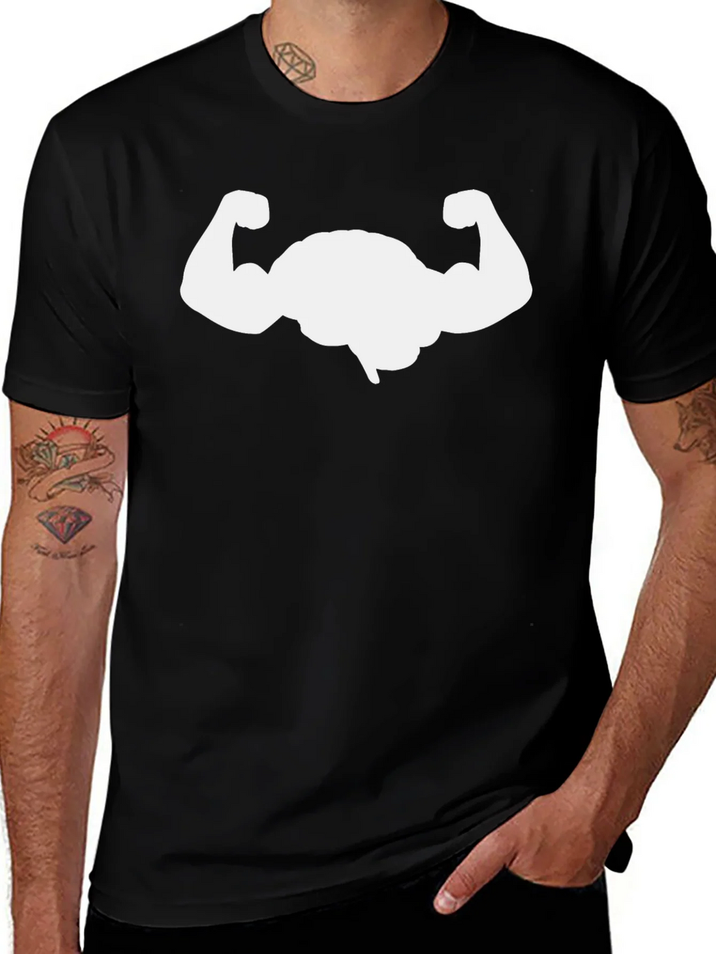 Muscle Graphic Tee - Black Cotton Gym T-Shirt product image 1