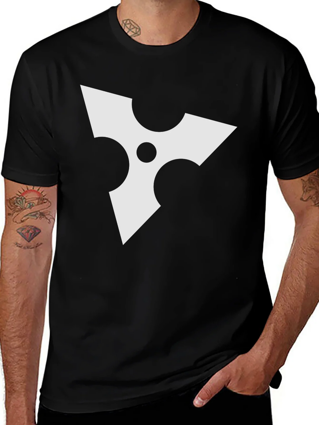 Black Tee with White Ninja Star Graphic product image 1