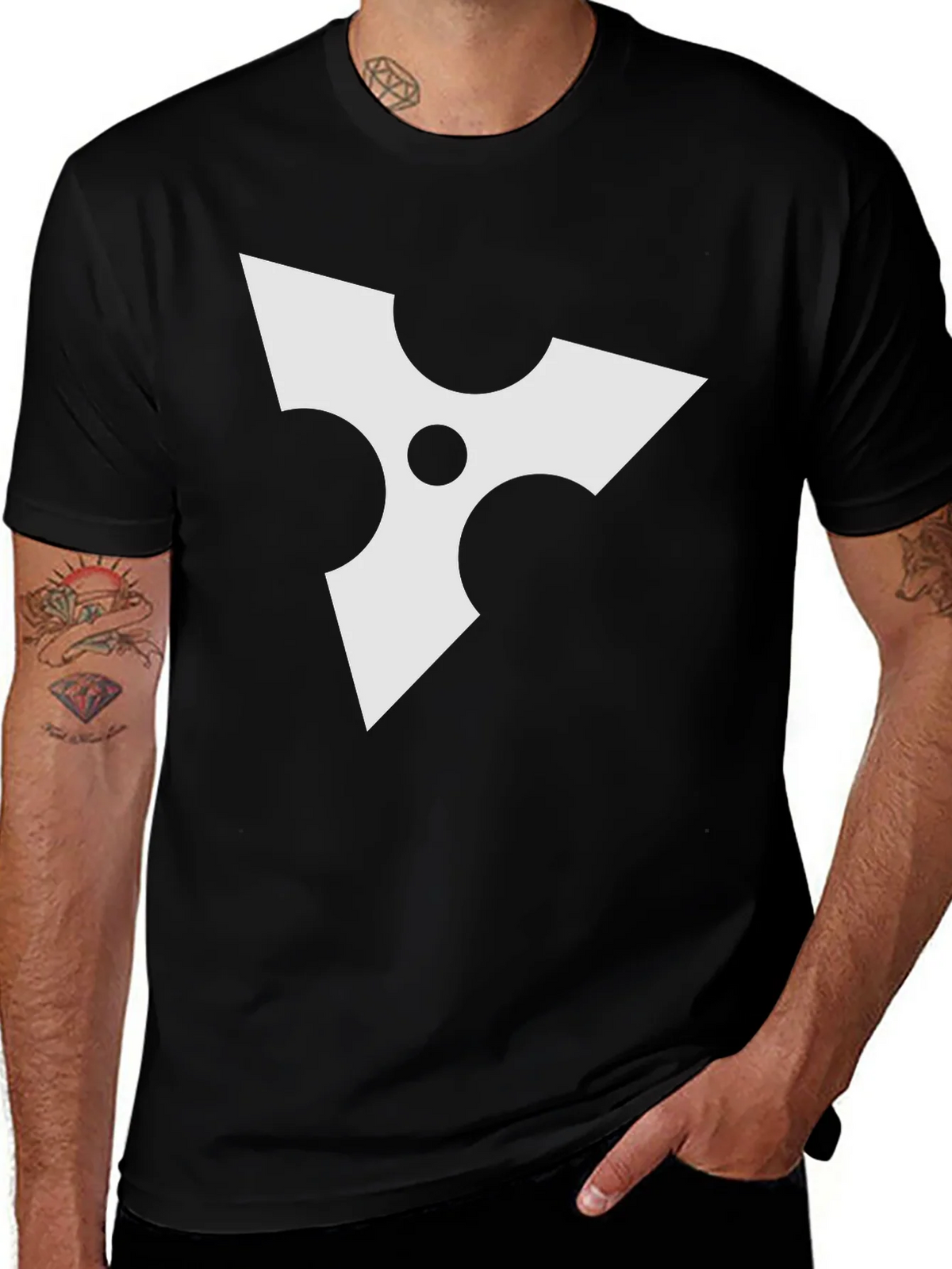 Black Tee with White Ninja Star Graphic product image 1