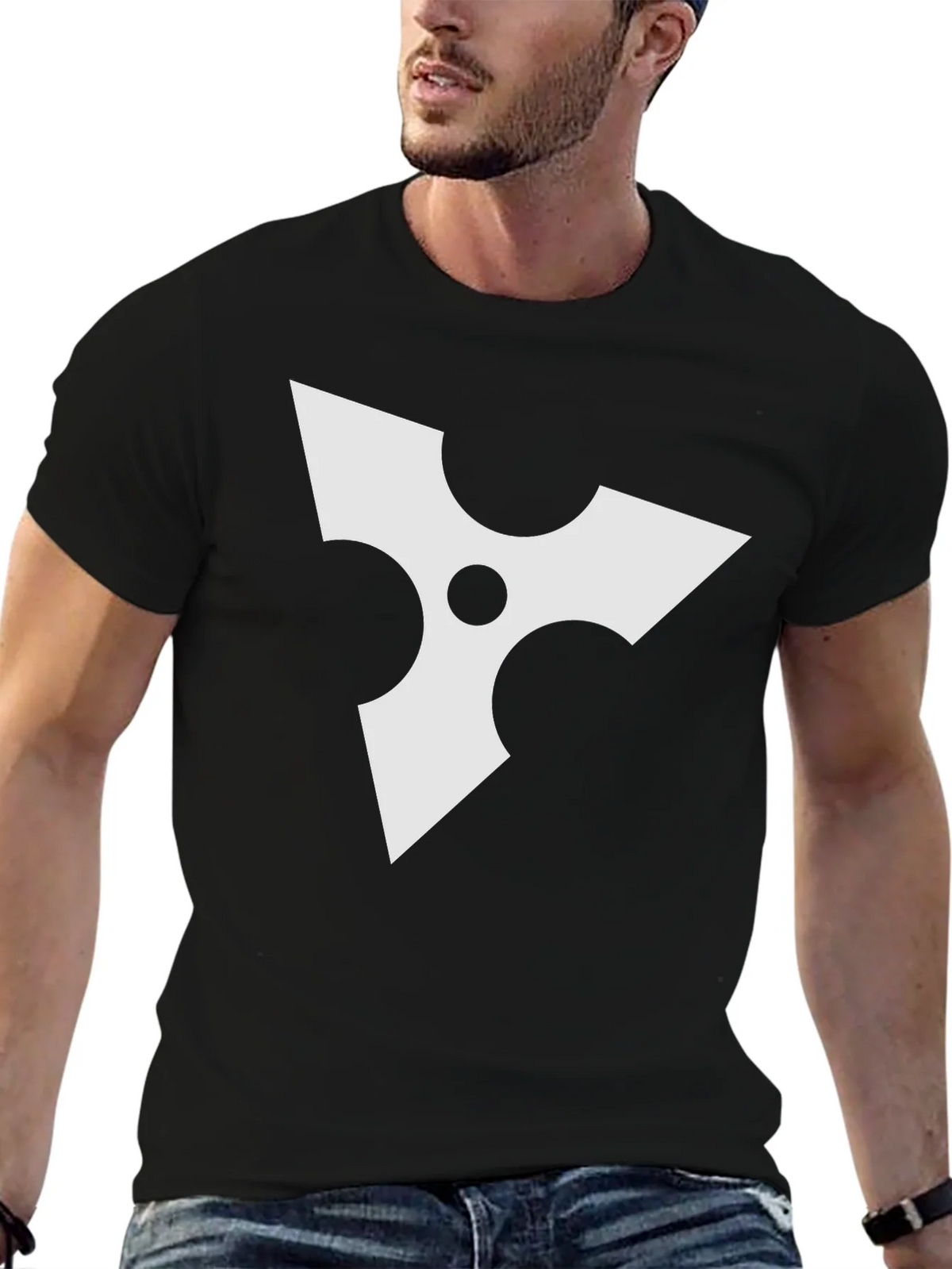 Black Tee with White Ninja Star Graphic product image 6
