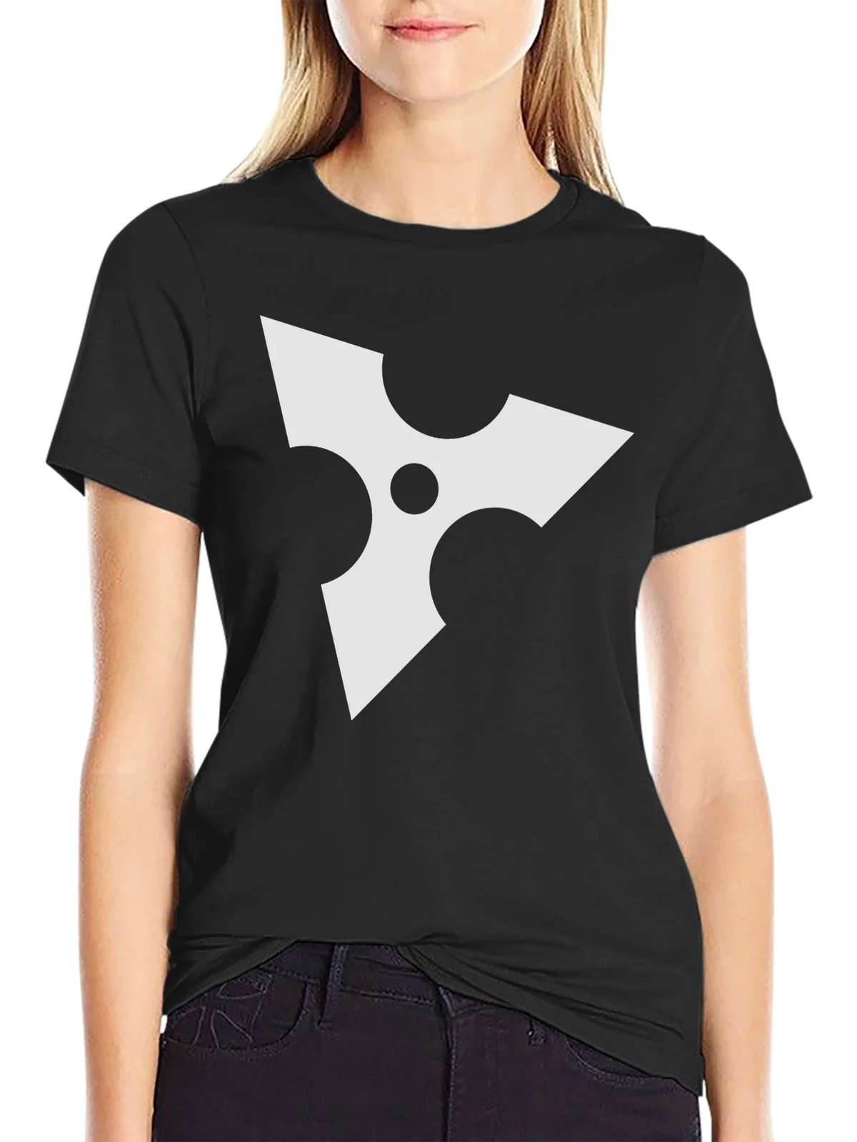 Black Tee with White Ninja Star Graphic product image 2