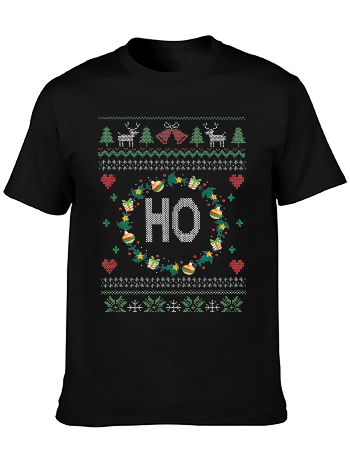 Festive HO Christmas Knit Pattern Holiday T-Shirt product image 3