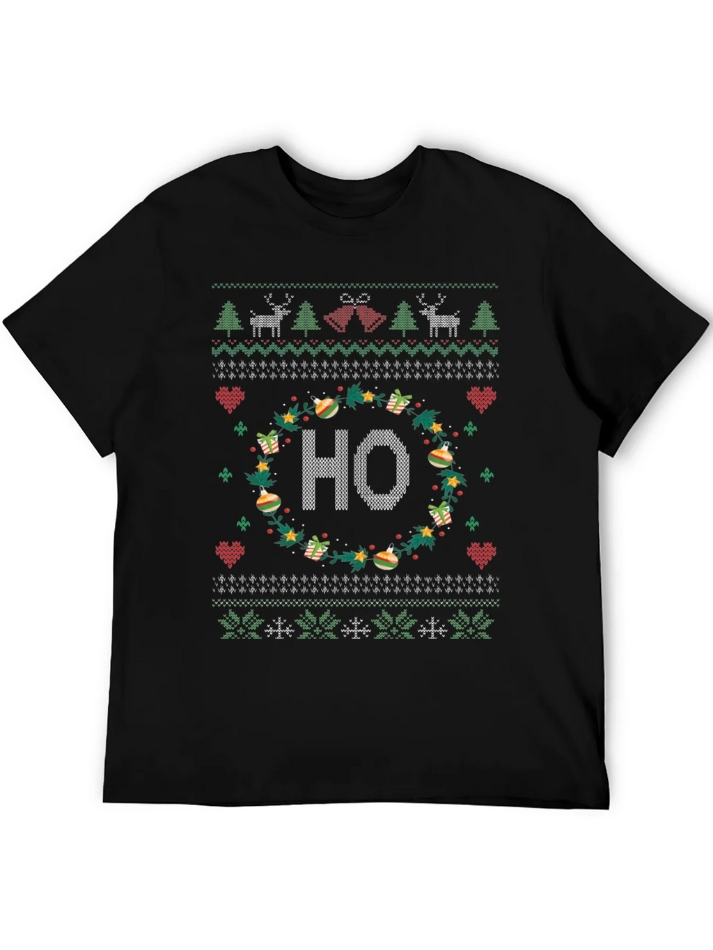 Festive HO Christmas Knit Pattern Holiday T-Shirt product image 5
