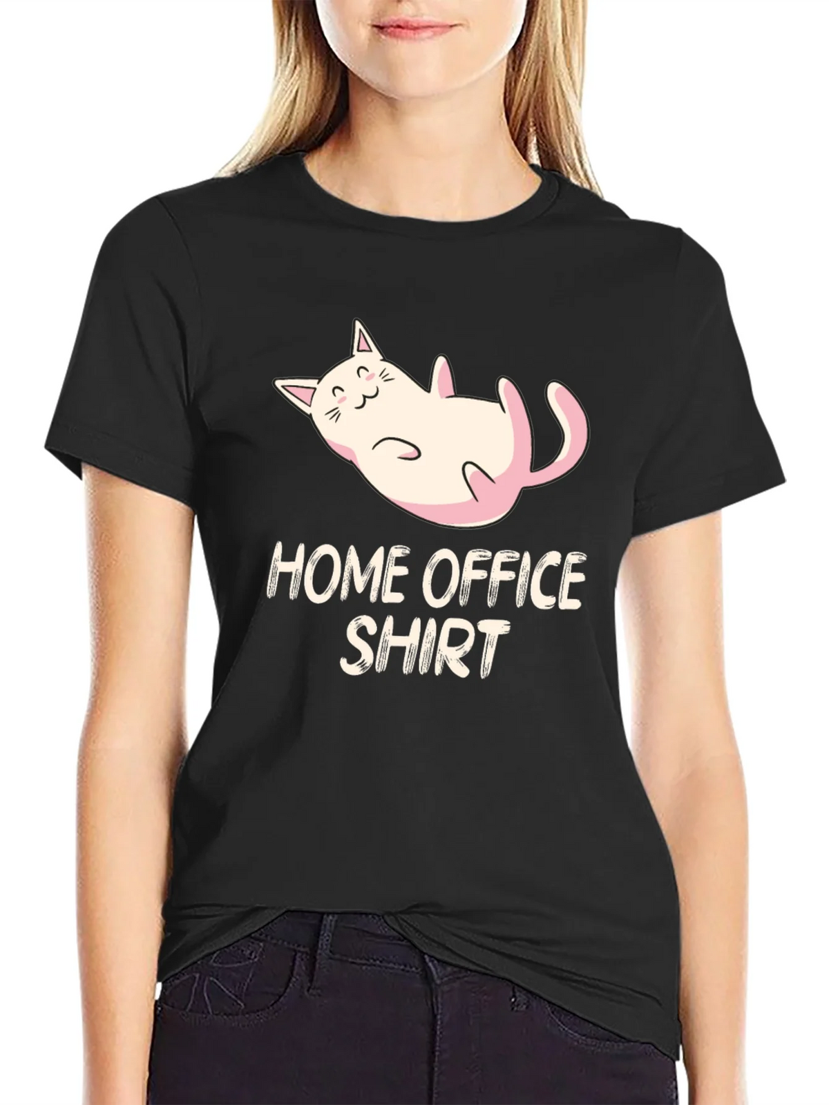 Home Office Cat Graphic Tee - Black product image 2
