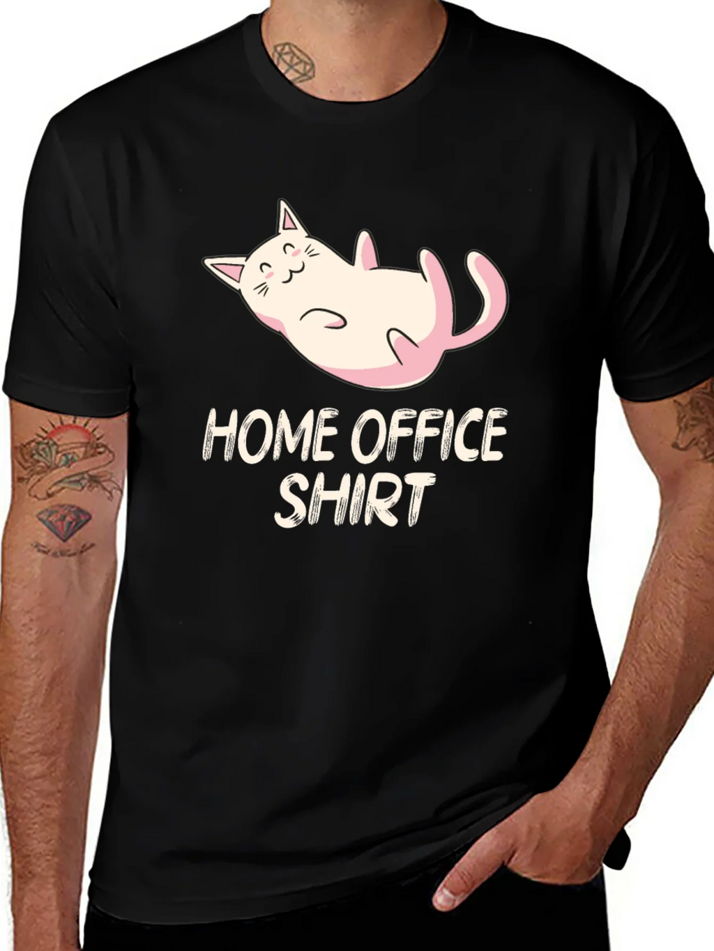 Home Office Cat Graphic Tee - Black product image 1