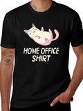 Home Office Cat Graphic Tee - Black product image 1