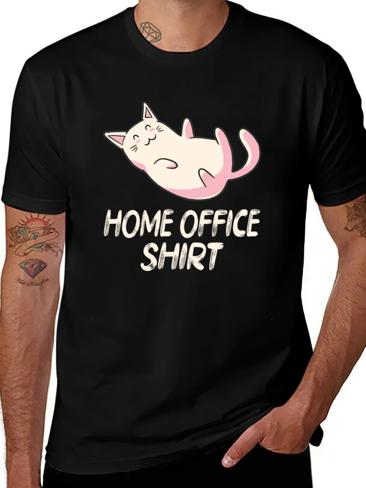 Home Office Cat Graphic Tee - Black product image 1