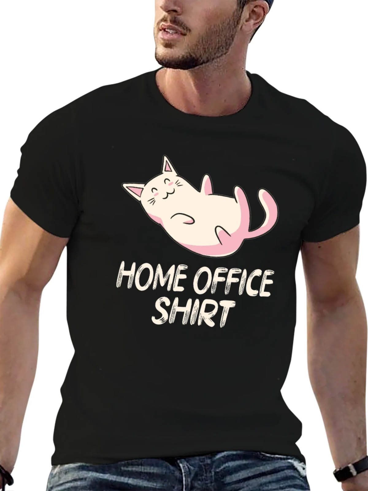 Home Office Cat Graphic Tee - Black product image 6