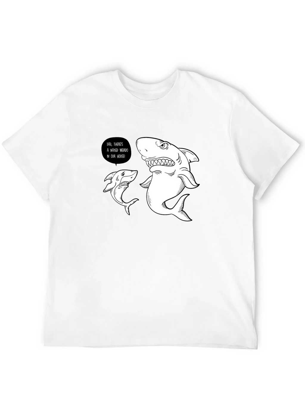 Funny Shark Graphic Print Black T-Shirt product image 11