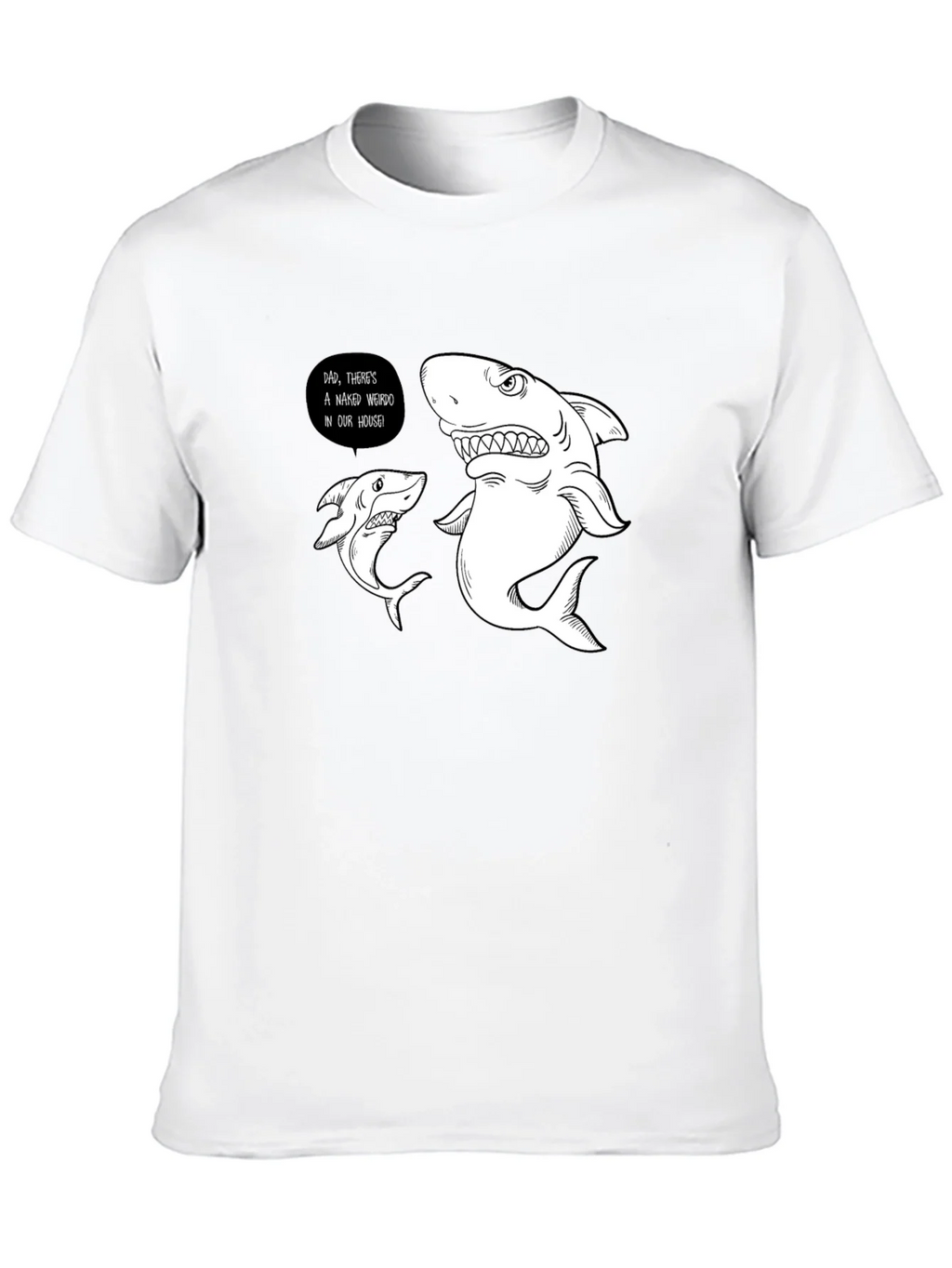 Funny Shark Graphic Print Black T-Shirt product image 9