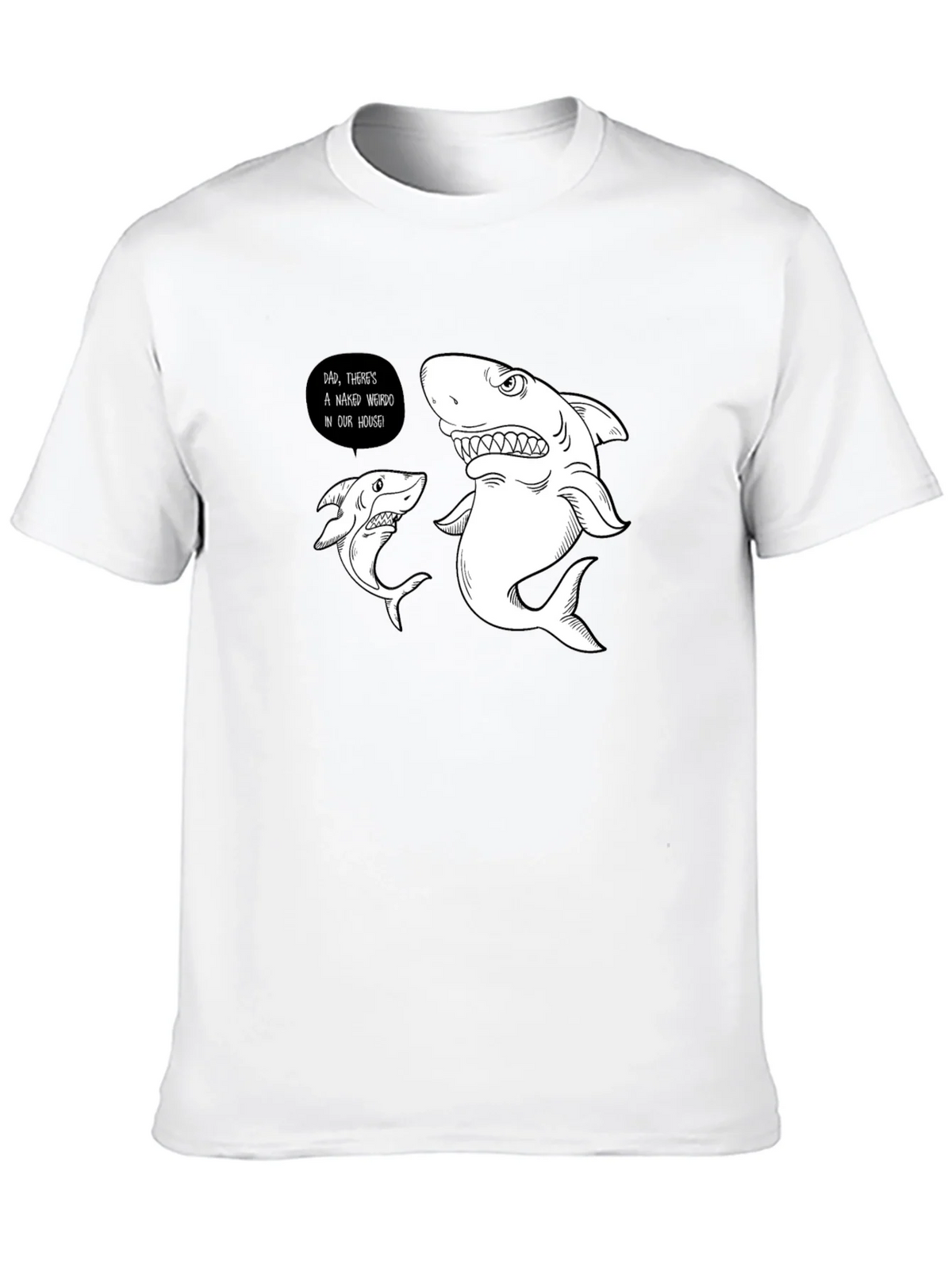 Funny Shark Graphic Print Black T-Shirt product image 9