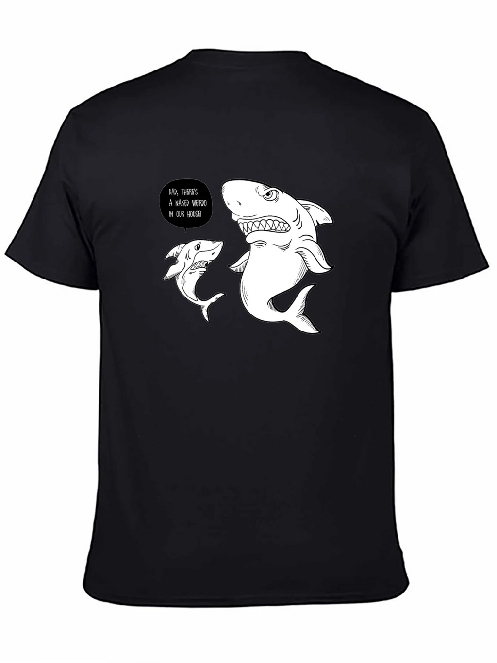 Funny Shark Graphic Print Black T-Shirt product image 4