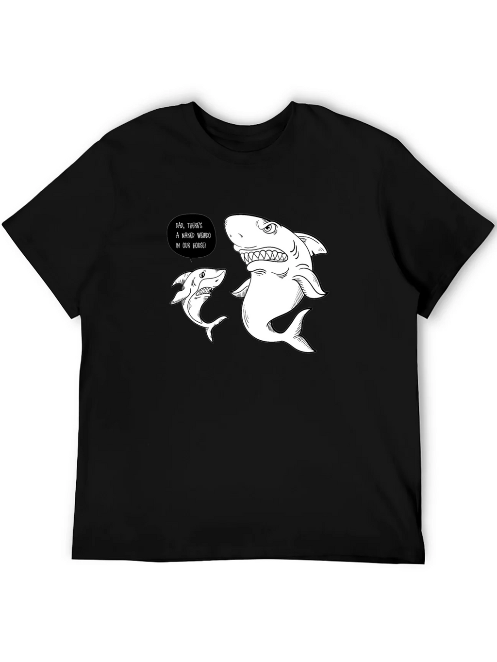 Funny Shark Graphic Print Black T-Shirt product image 5