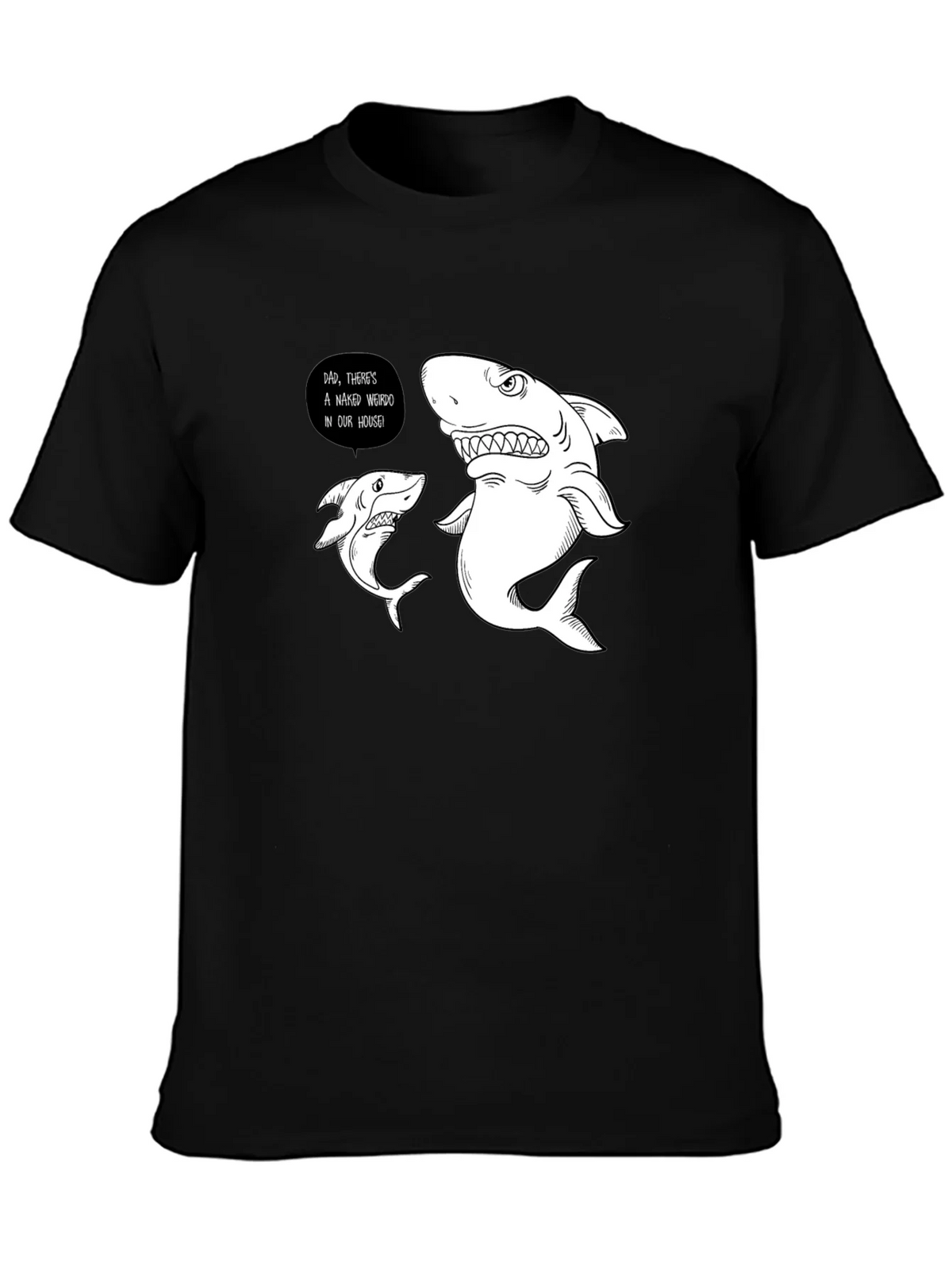 Funny Shark Graphic Print Black T-Shirt product image 3