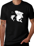 Funny Shark Graphic Print Black T-Shirt product image 1