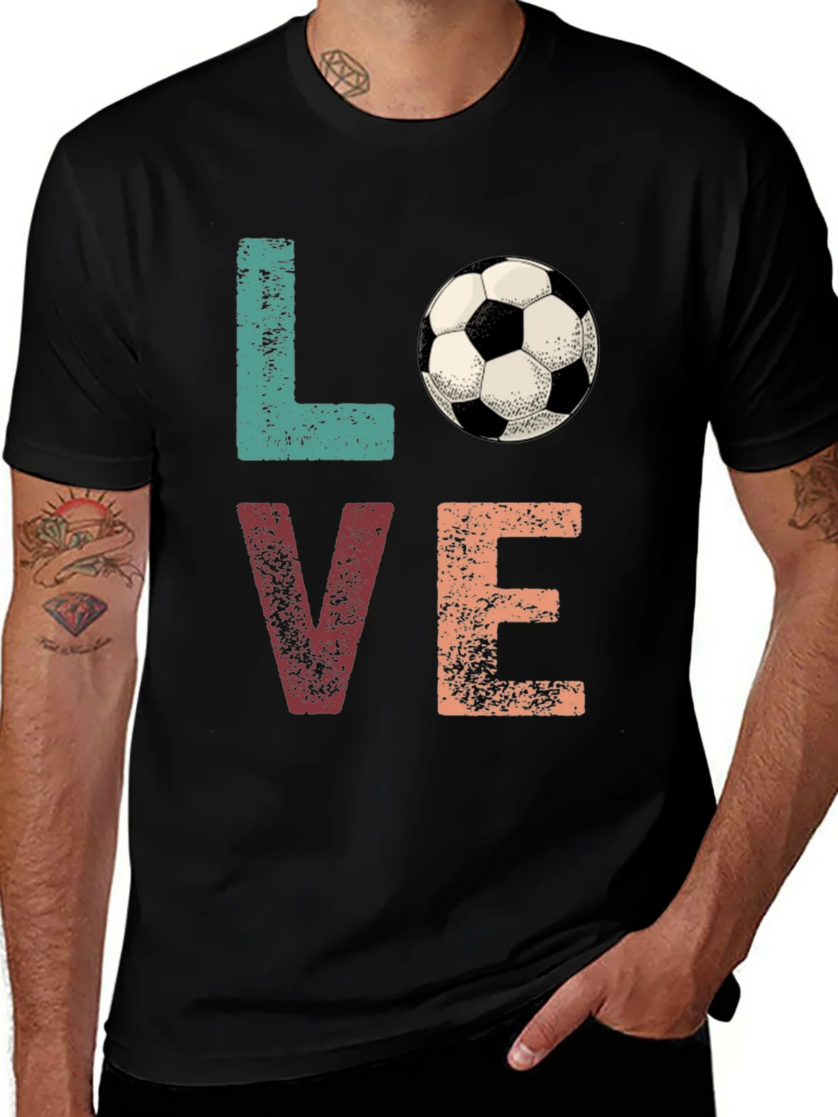 Love Soccer Graphic Tee - Black Cotton Shirt product image 1