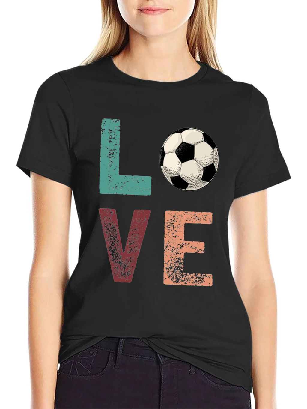 Love Soccer Graphic Tee - Black Cotton Shirt product image 2