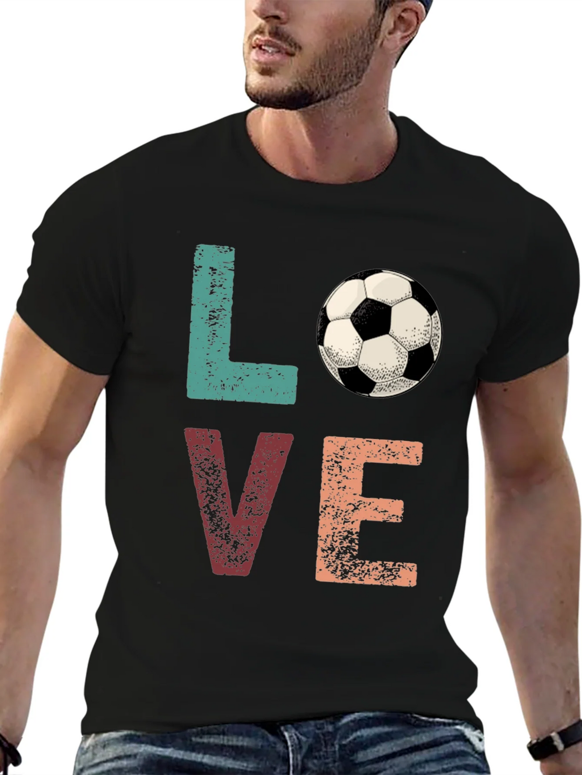 Love Soccer Graphic Tee - Black Cotton Shirt product image 6