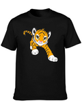 Cute Tiger Cub Graphic T-Shirt - Black product image 1