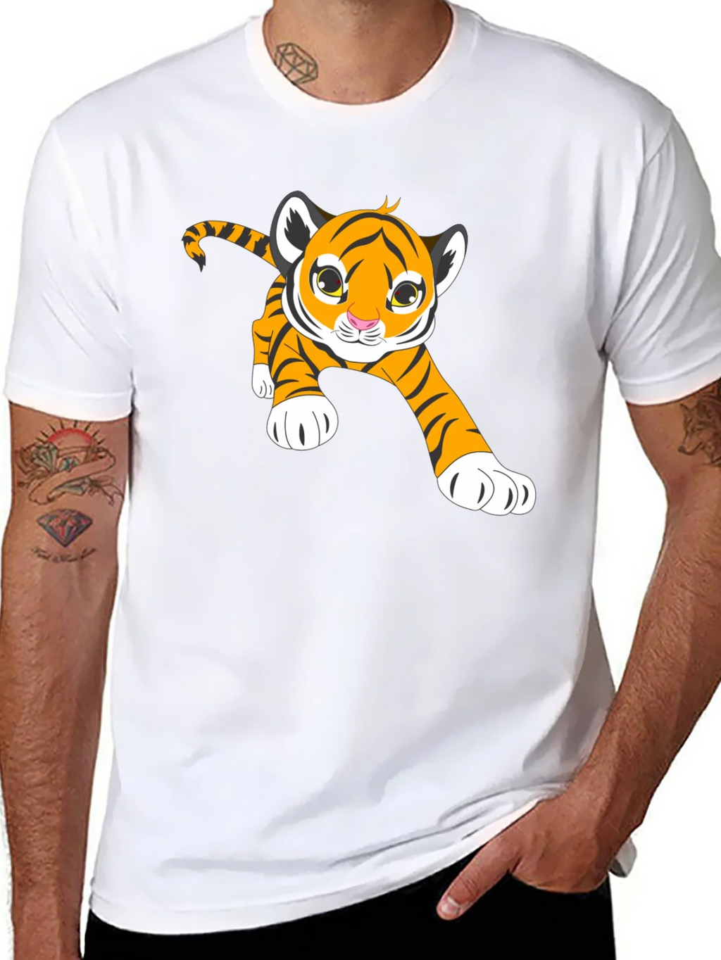 Cute Tiger Cub Graphic T-Shirt - Black product image 3