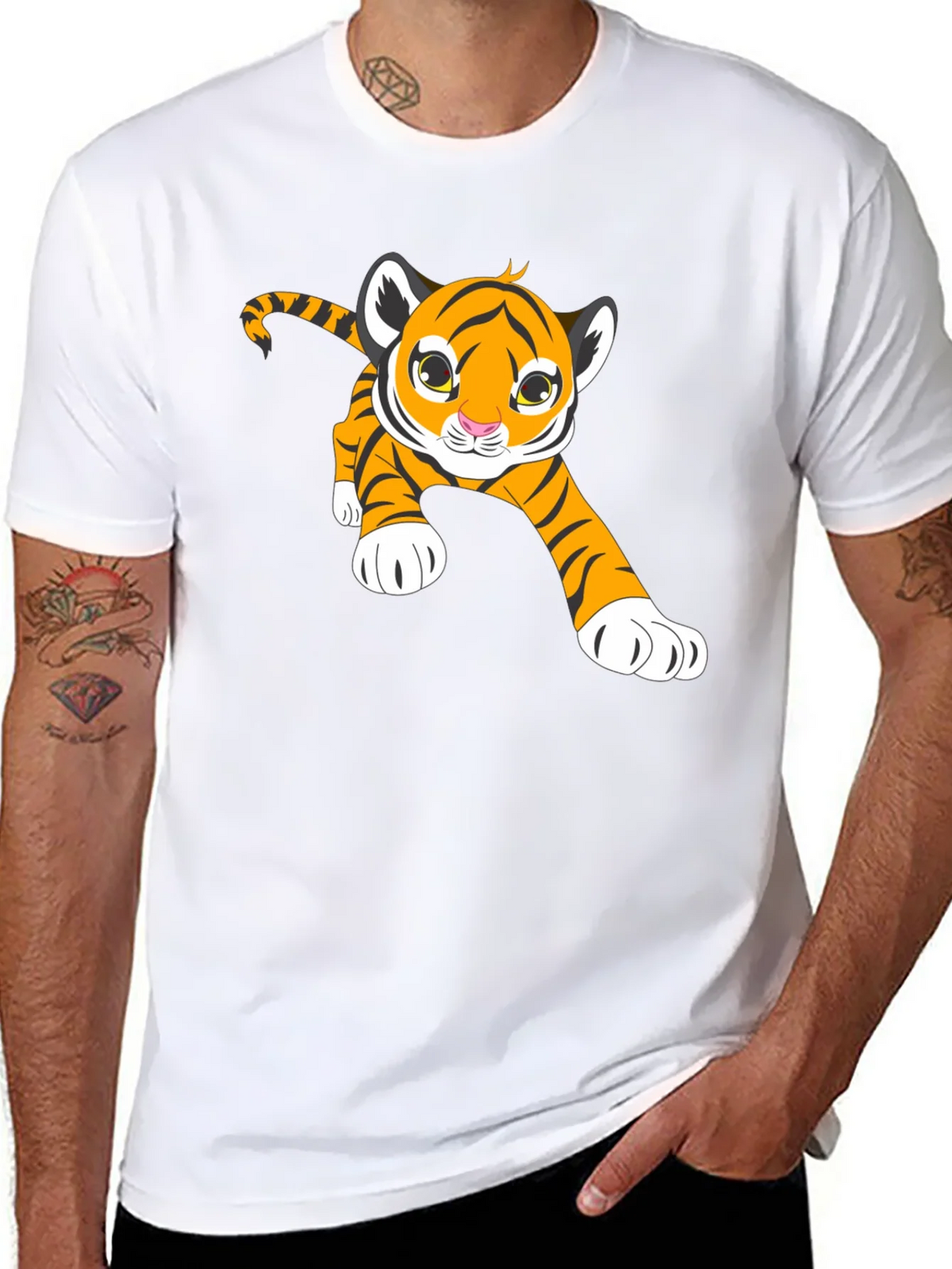 Cute Tiger Cub Graphic T-Shirt - Black product image 3