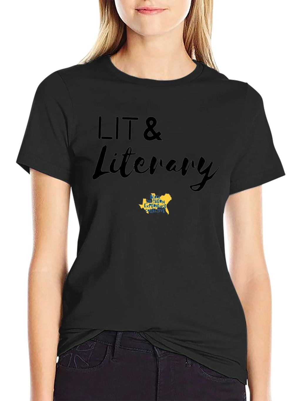 LIT & Literary Black Cotton Blend T-Shirt product image 2
