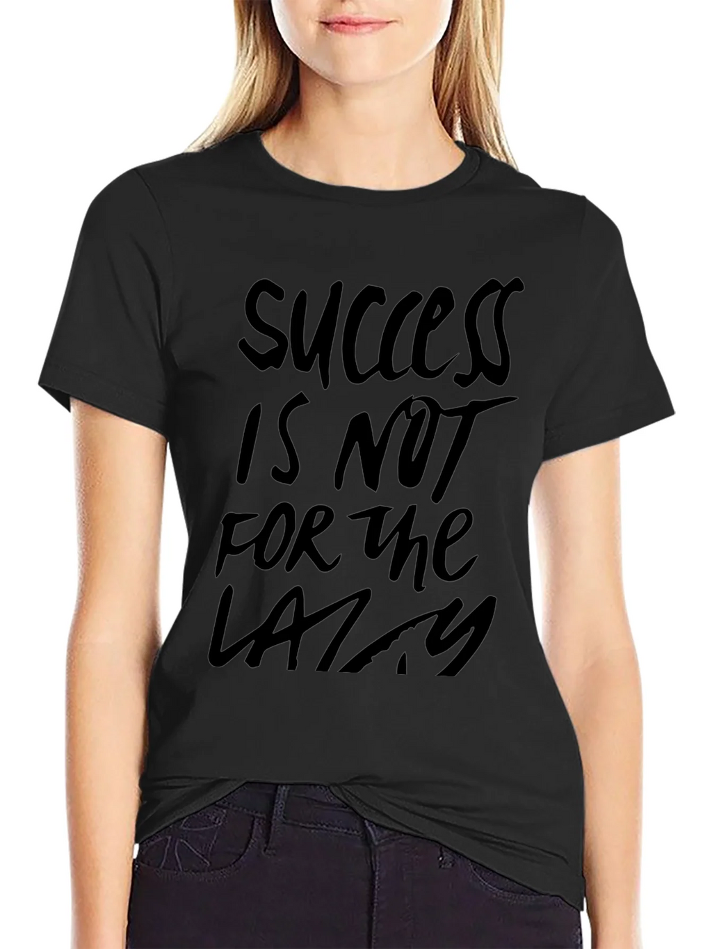 Success Not for Lazy Black Graphic Tee - Motivational product image 2