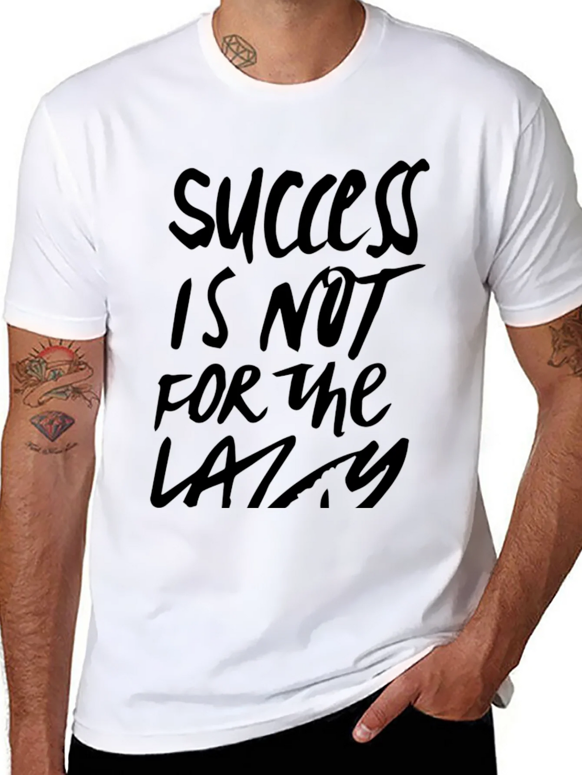 Success Not for Lazy Black Graphic Tee - Motivational product image 7