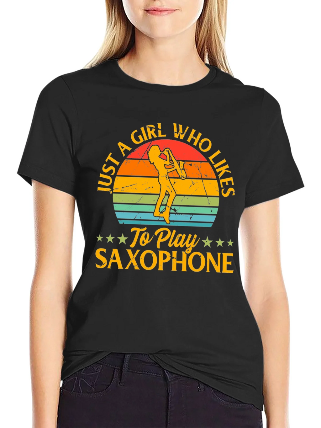 Saxophone Girl T-Shirt - Music Lover Tee product image 2