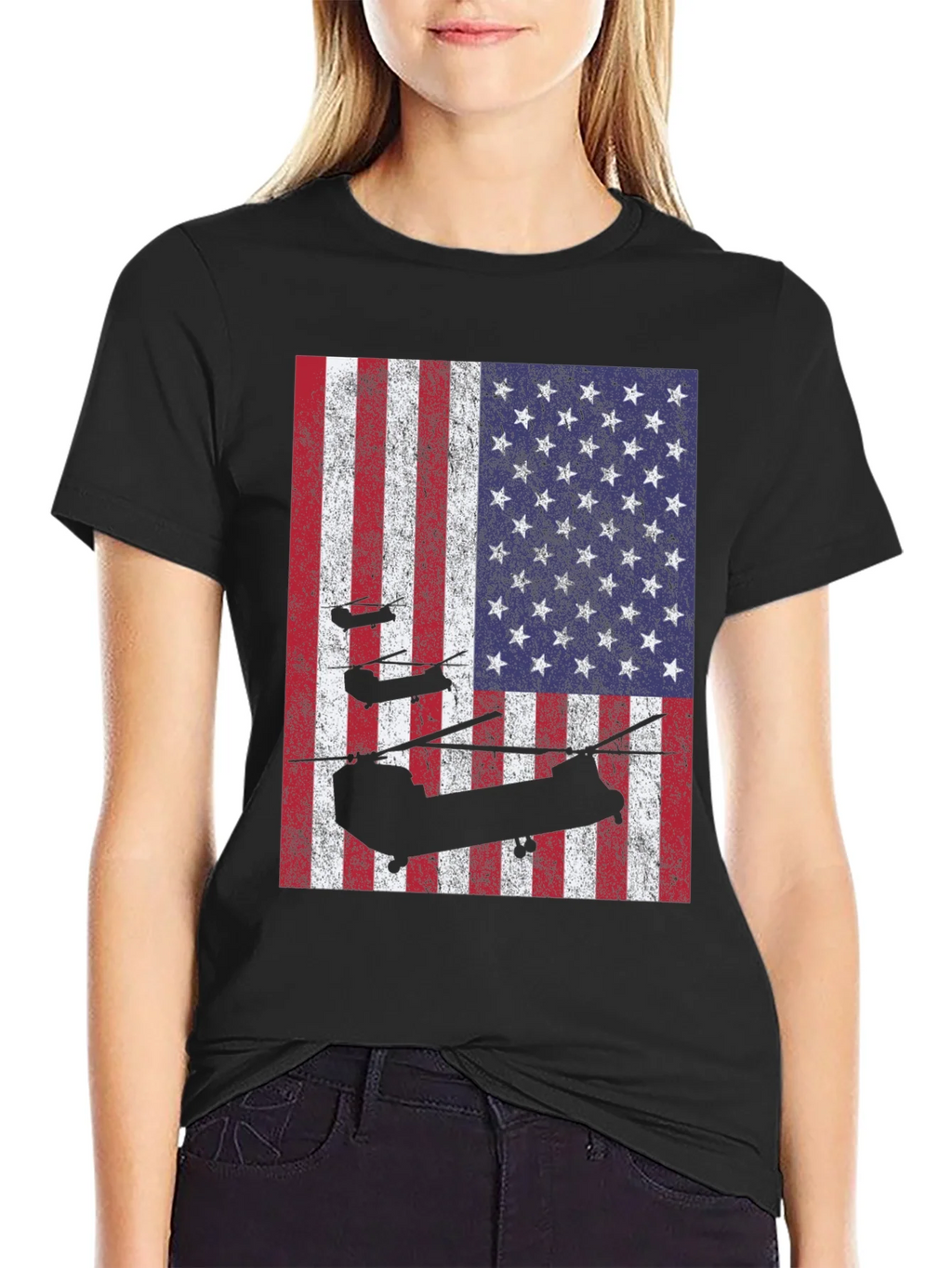 American Flag Helicopter T-Shirt product image 2
