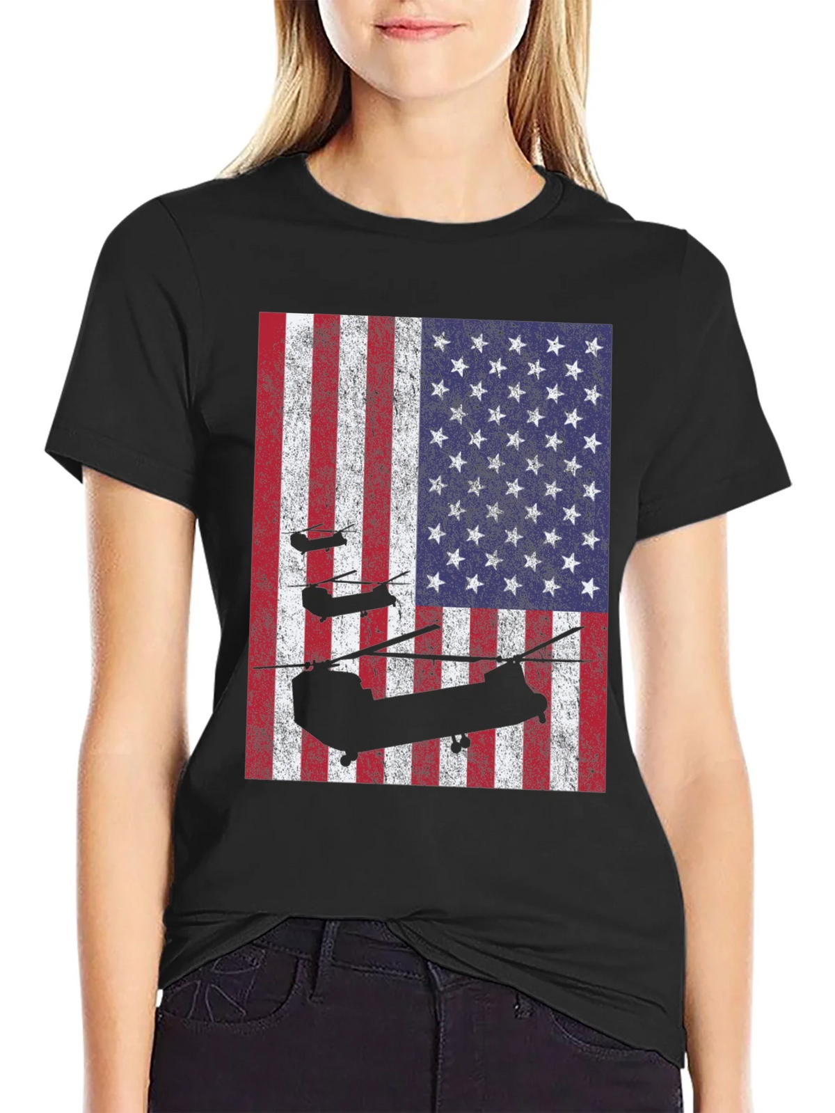 American Flag Helicopter T-Shirt product image 2