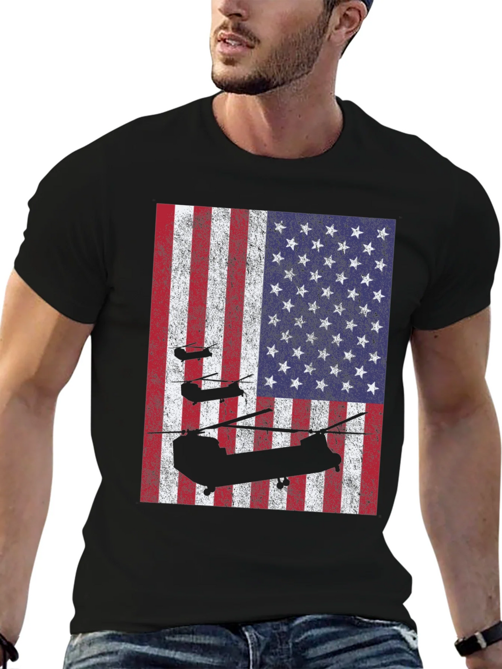 American Flag Helicopter T-Shirt product image 6