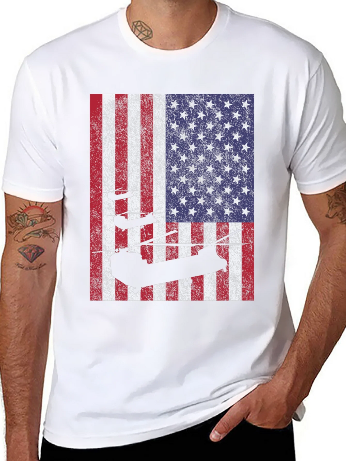 American Flag Helicopter T-Shirt product image 7